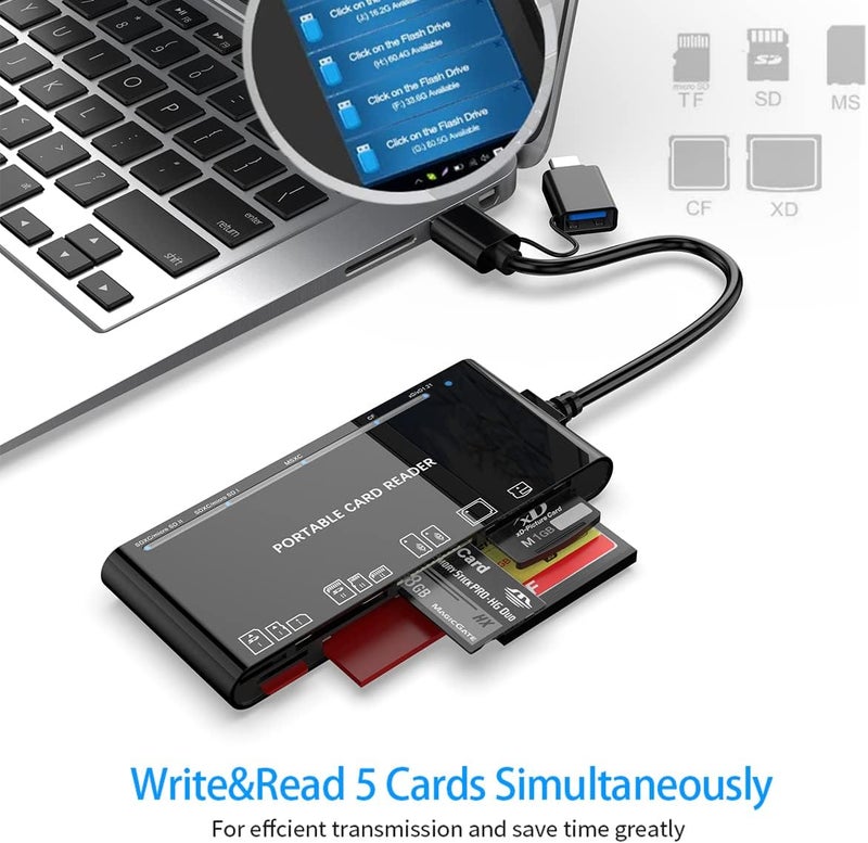 Rocketek USB C USB3.0 Multi Card Reader for SD, CF, Micro SD, XD, MS Cards - 7 in 1 Adapter Hub for Windows, Mac, Linux, Android - Image 5